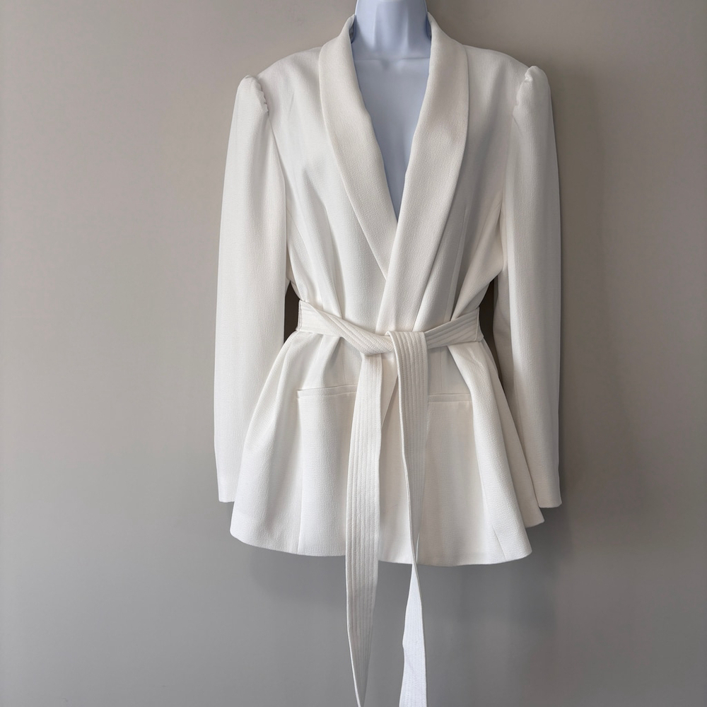 Bar III Women's XXL White Textured Belted Tie-Waist Lined Jacket NWT - Picture 4 of 6